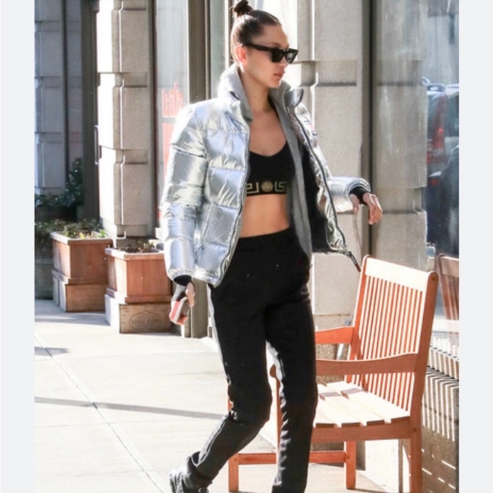 PINKO SILVER PUFFER JACKET size 4